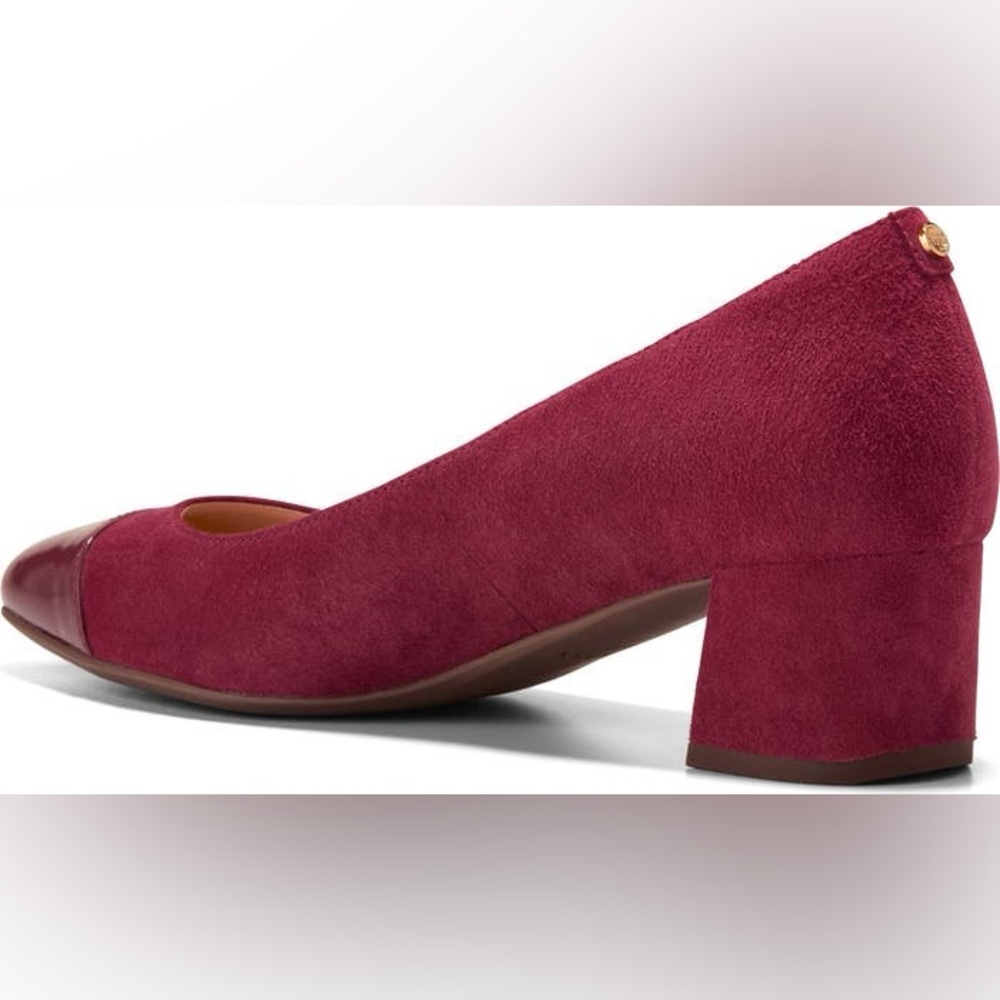COLE HAAN THE GO-TO WATERPROOF BLOCK HEEL PUMPS IN BLACK CHERRY 8 - Picture 5 of 12
